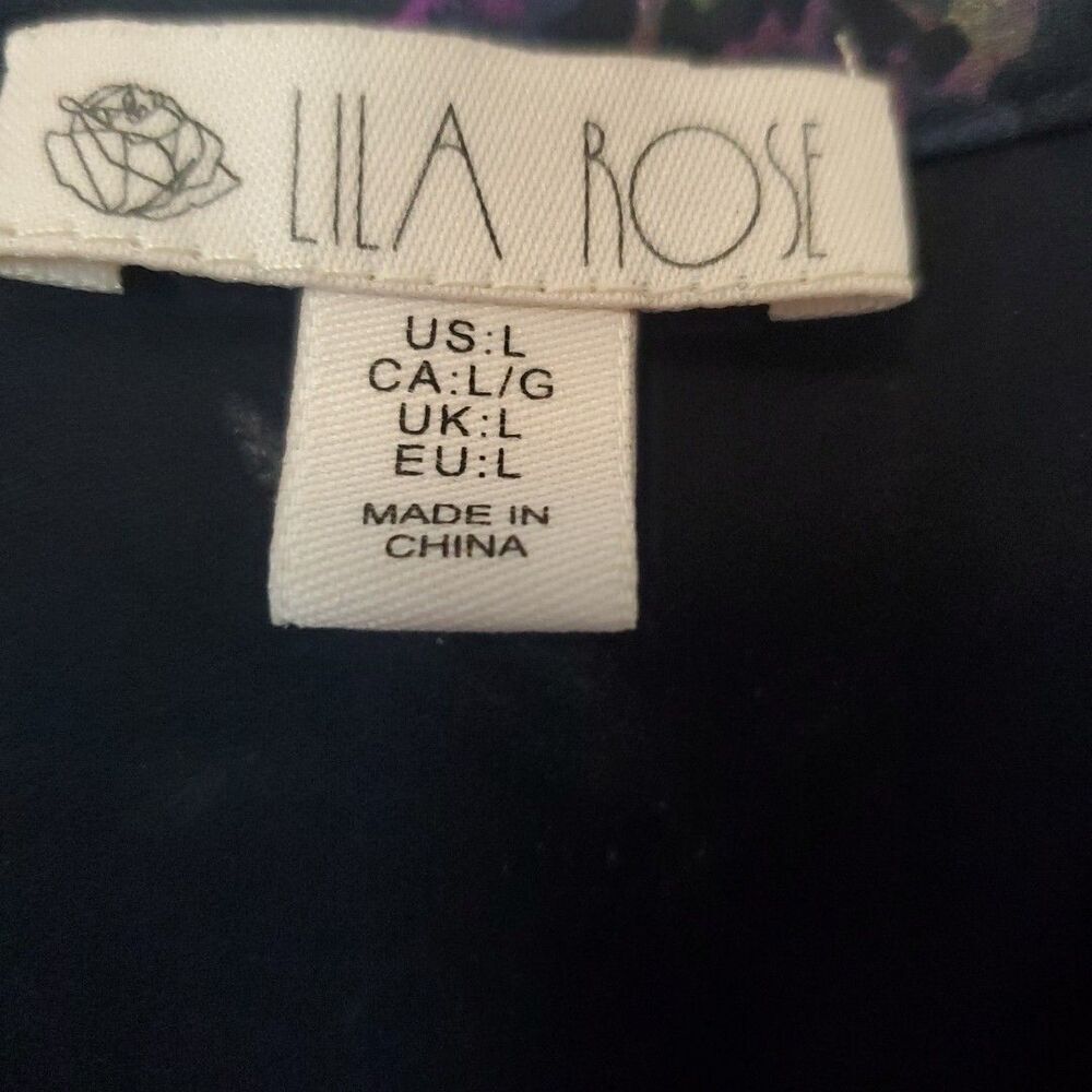 Lila Rose Top Sleeveless Blouse Floral V Neck Womens Size L Blue - Picture 5 of 15